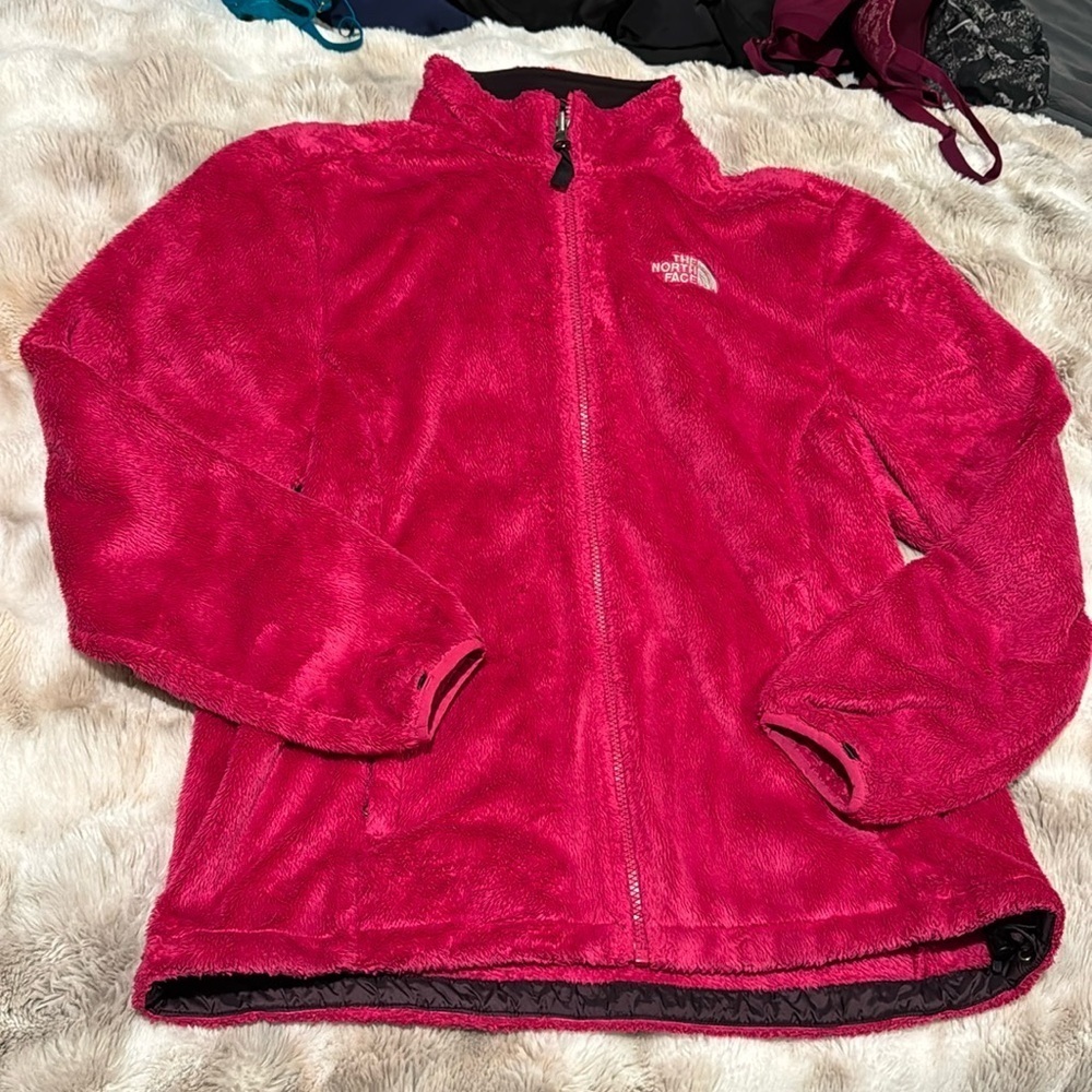 North Face Fuzzy Fleece Zip Up- Hot Pink